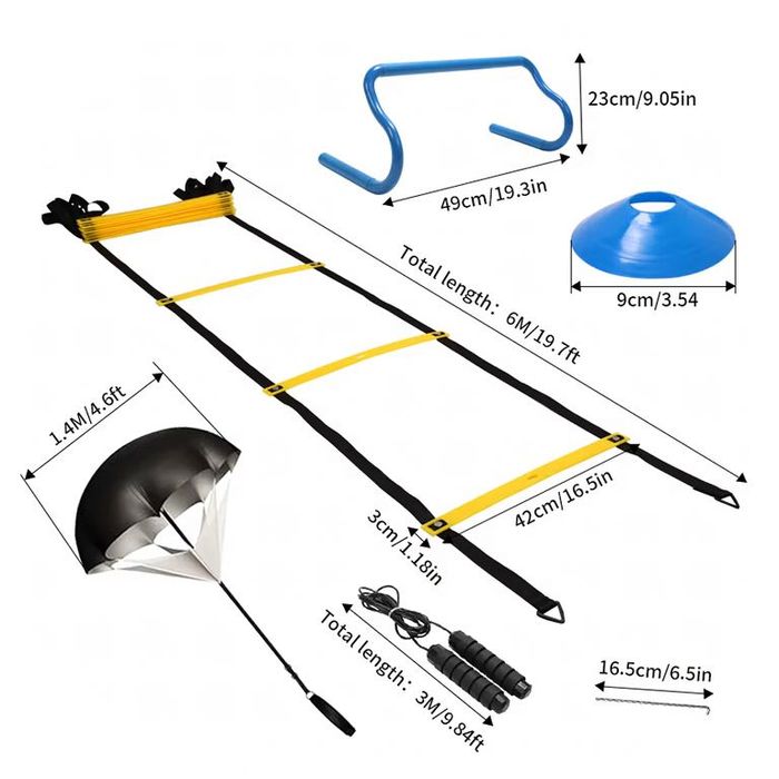 Zestaw Treningowy Piłkarski Drabinka Koordynacyjna Pachołki Płotki XXL