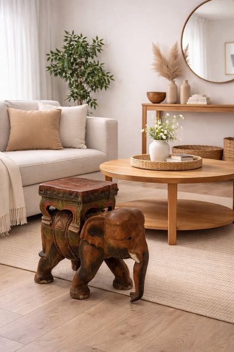 Peça de Decoração em Madeira Maciça - Elefante