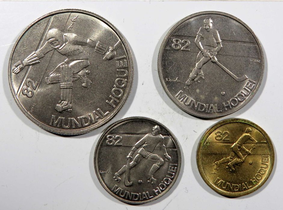 Moedas Republica Portuguesa - Série completa HOQUEI 4 Moedas NOVAS de ROLO