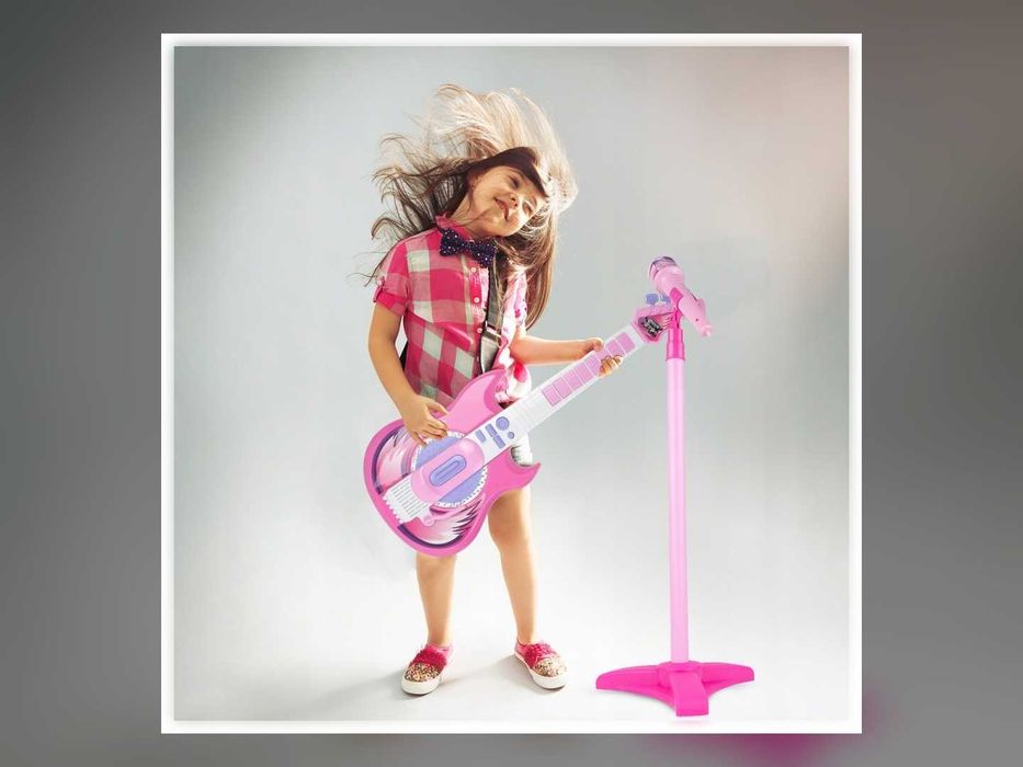 Nowa Gitara Elektryczna Dla Dzieci Z Mikrofonem Na Statywie Karaoke
