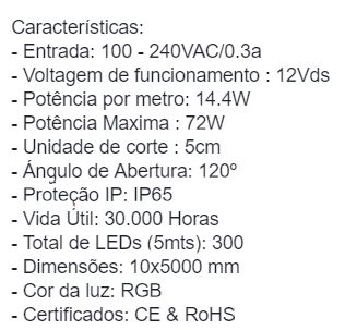 Fita Led 5 metros RGBW de ALTA QUALIDADE!!! C/Comando!!