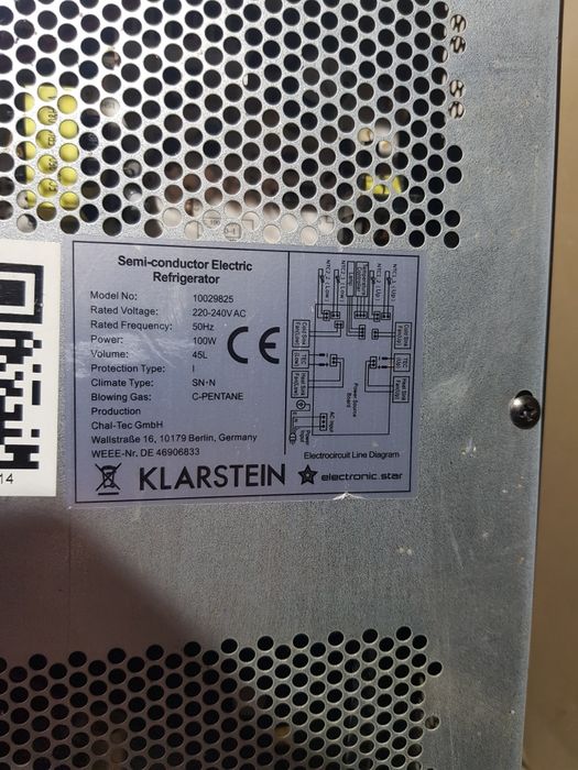 Холодильник для вина Klarstein 10029825 , 45л з Німеччини