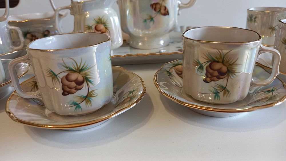 КФЗ сервіз кавовий ШИШКА Коростенський фарфор 16 пр. 6 персон позолота