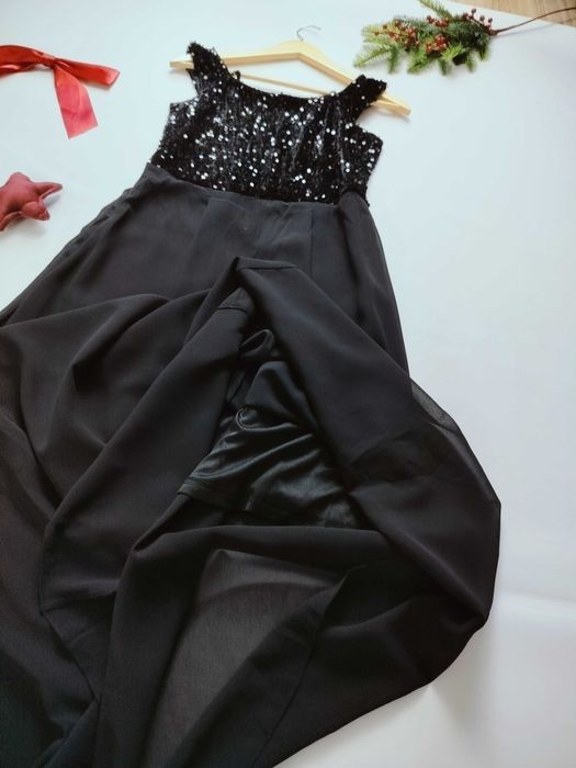 Nowa czarna długa sukienka w rozmiarze M 38