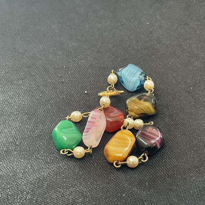 Pulseira pedras várias cores 21 cm