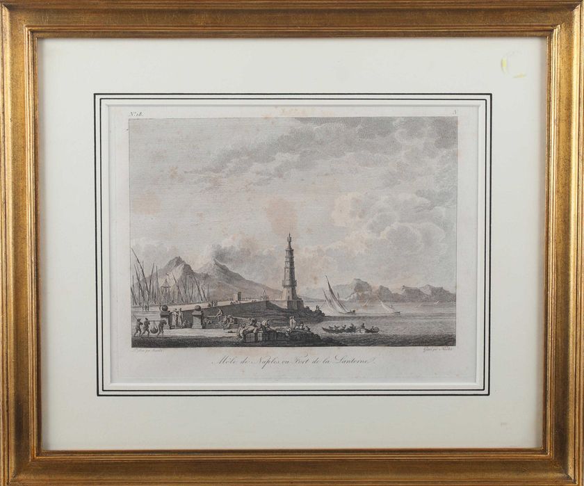 Gravura 'Porto de Nápoles' (Séc. XIX)