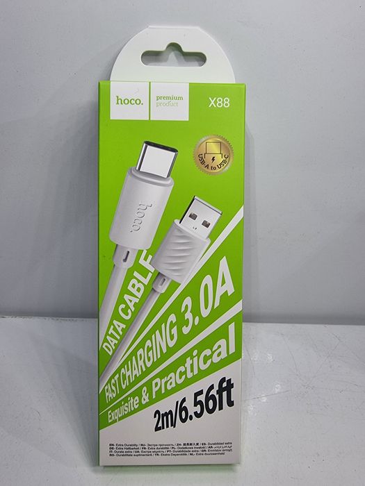 Кабель Hoco X88 Gratified USB to Type-C 3A Белый