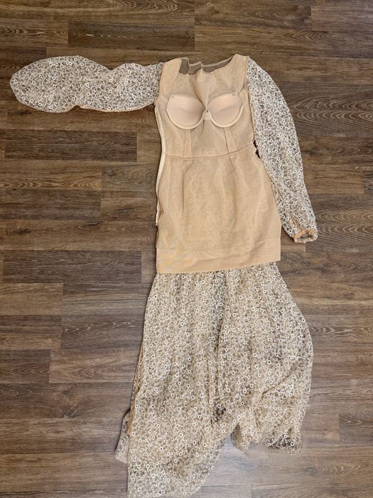 Сукня з бісером, бежева