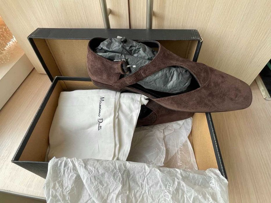 Замшеві туфлі Massimo Dutti_колір шоколад