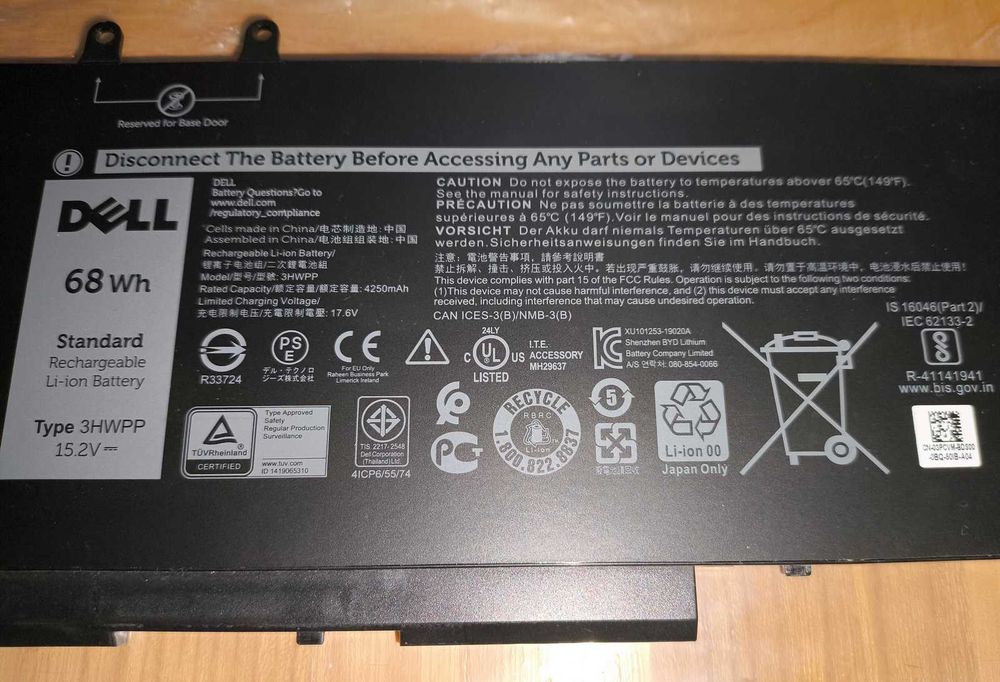 Oryginalna bateria DELL 3HWPP 15.2V do notebooków Precision, Latitude