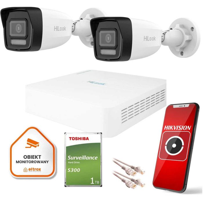 Monitoring DVR 2 kamery 2MP dual light Dysk Eltrox Warszawa Targówek