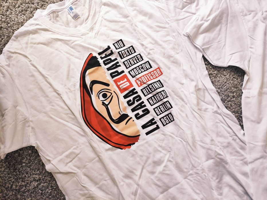 Nowy komplet dla pary par Dom z papieru koszulka T-shirt 100% bawełna