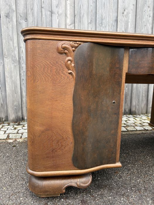 Klasyczne biurko gabinetowe Art Deco miedzywojenne