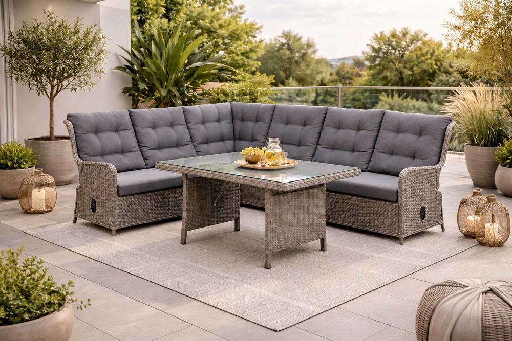 Narożnik Ogrodowy Technorattan/Imitacja Wikliny Zestaw Premium 6-osób