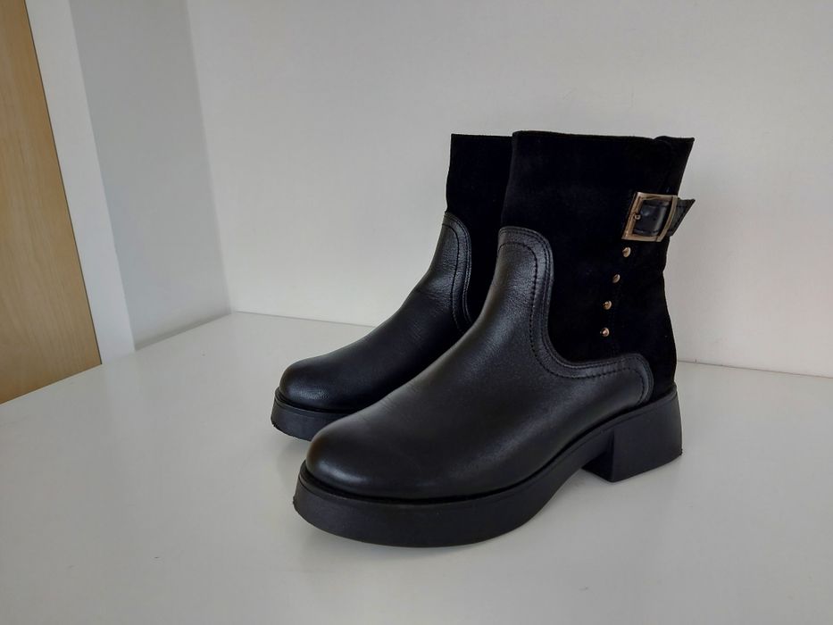 Buty botki skórzane ocieplane w rozmiarze 37