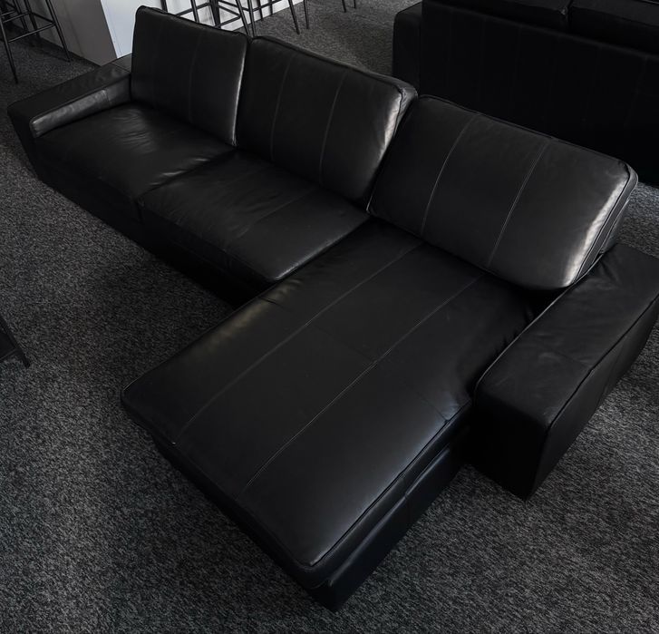 Sofa Ikea kivik 4-osobowa z szezlongiem/grann/czarny/ skóra bydlęca