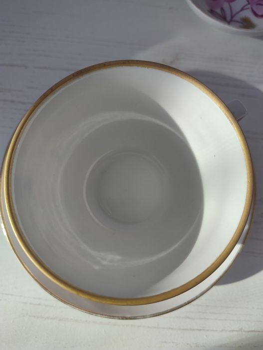 Колекційна чайна пара  ЛФЗ + 2 блюдця, ручний розпис, сервіз Сакура