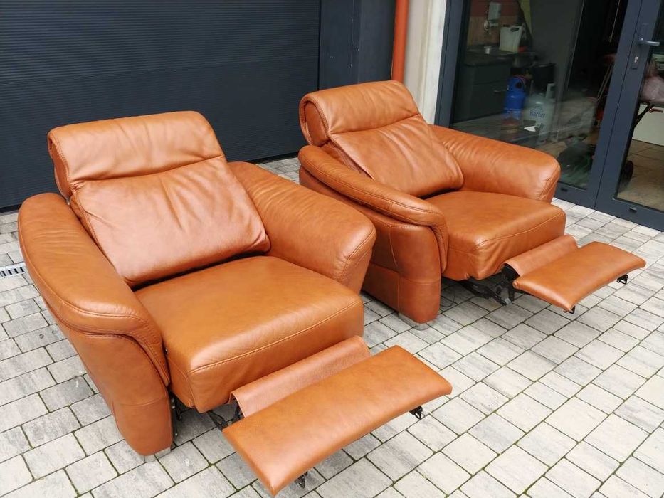 Fotele skóra naturalna KLER z funkcją relax rozkładane elektrycznie