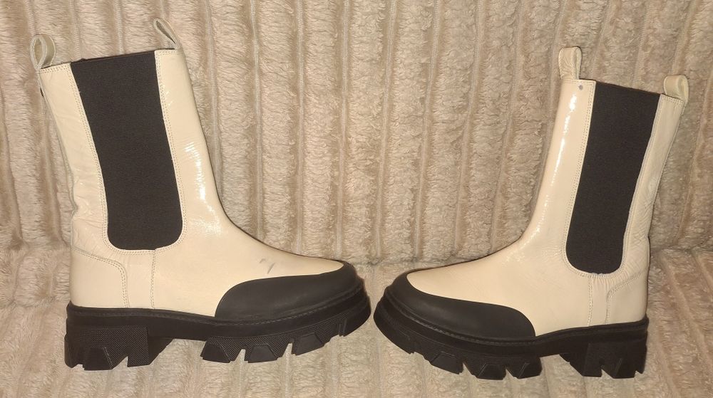 JOOP! Botki Damskie Chelsea Beżowe Skórzane Casual  roz. 38.5  - 39