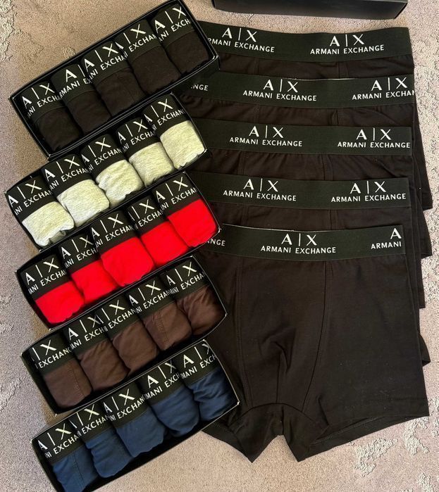 Чоловічі боксери Армані. Мужские класические черные трусы, хлопок