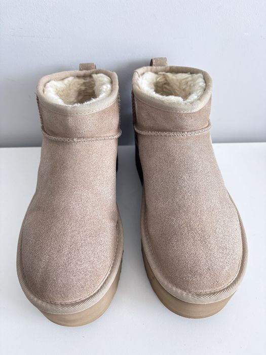 Ugg Classic Ultra Mini Platform Beżowe Śniegowce Damskie Rozmiar 38