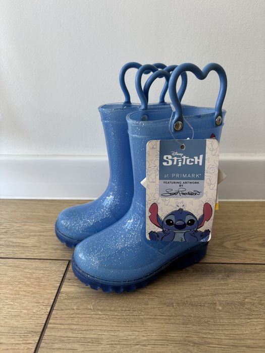 Nowe kalosze, Disney, Stitch, brokatowe, rozmiar 23, świecąca podeszwa