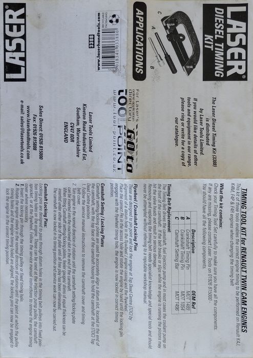 Jogo de Sincronização Motores Nissan e Renault Laser Tools 3388