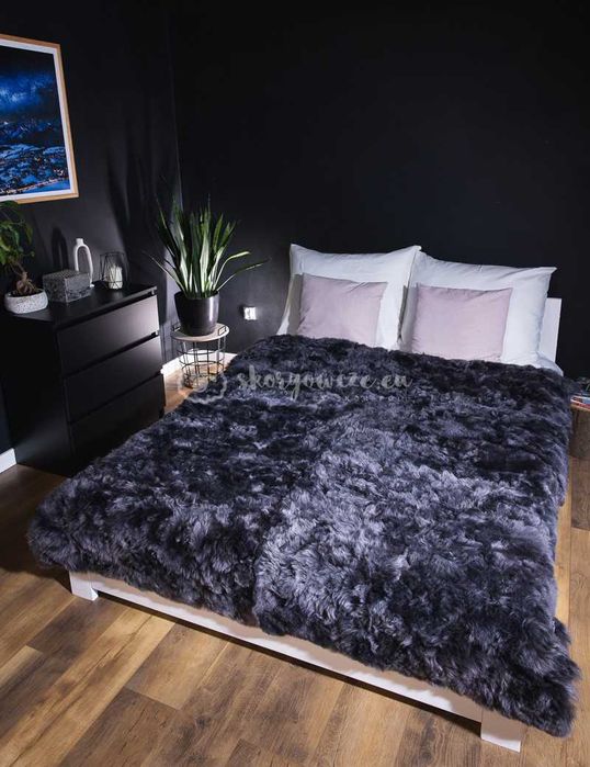 Narzuta ze skóry owczej strzyżonej 160x200 #grafit cieniowany