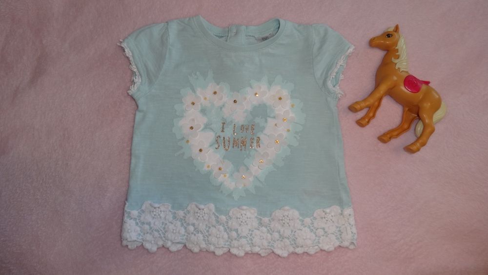 Новая красивая мятная блузка футболка на девочку 0-3 62см