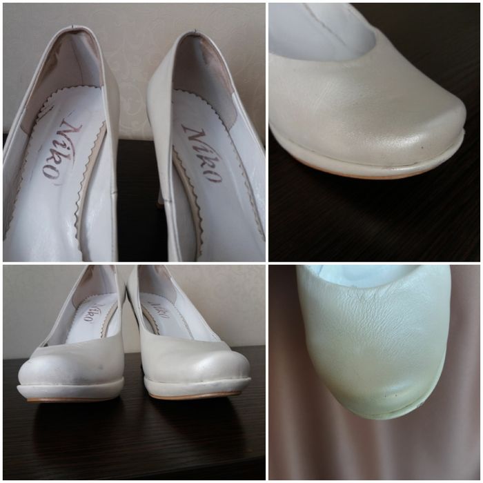 Свадебные бело-перламутровые туфли