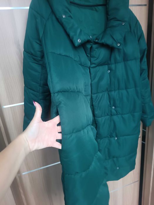 Kurtka zimowa płaszcz Reserved M/L butelkowa zieleń oversize