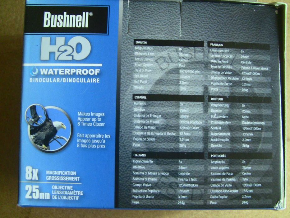 Компактный бинокль Bushnell H2O 8x25