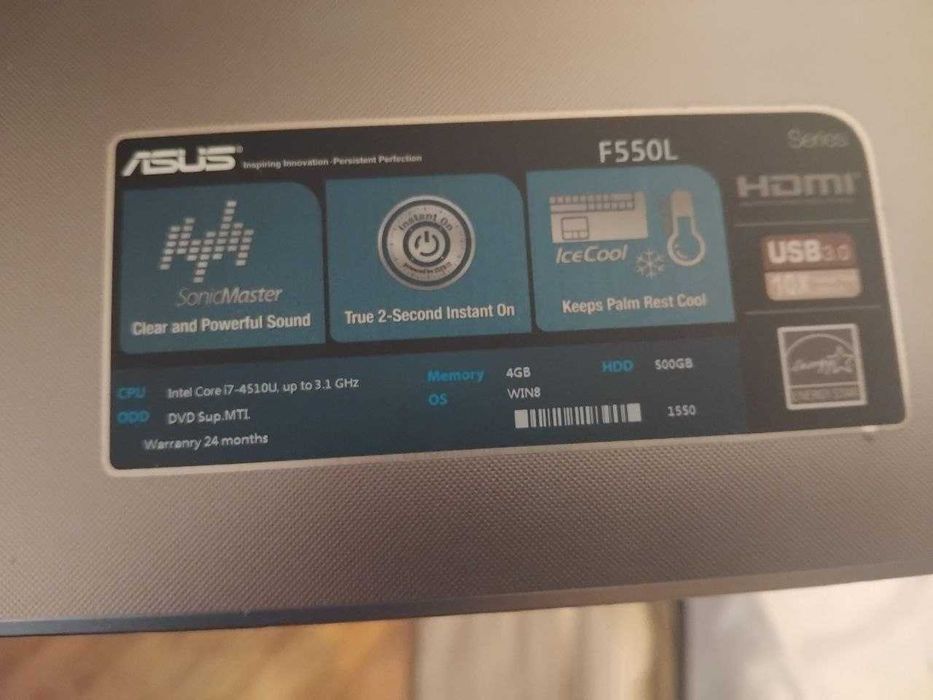 ASUS F550L Intel core i7 Geforce 820m