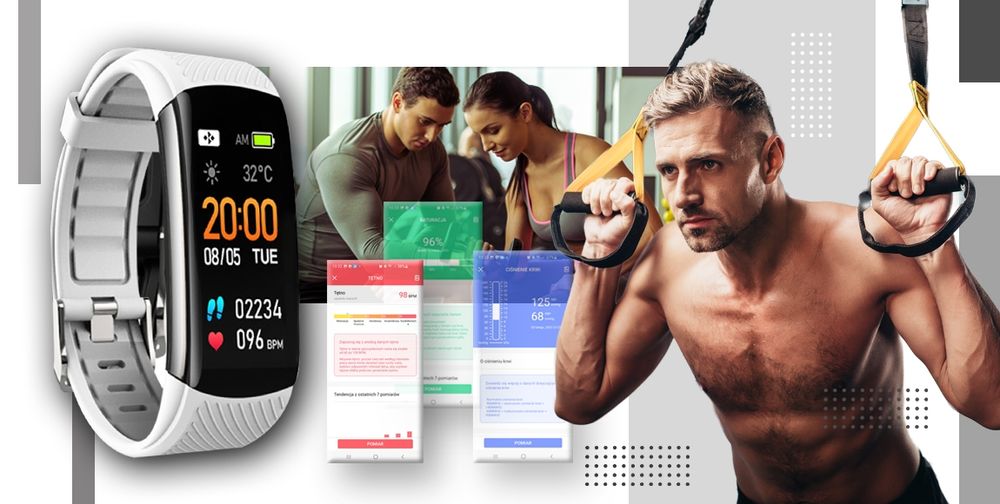 smartwatch giewont czarno biały 2 paski gw200-2