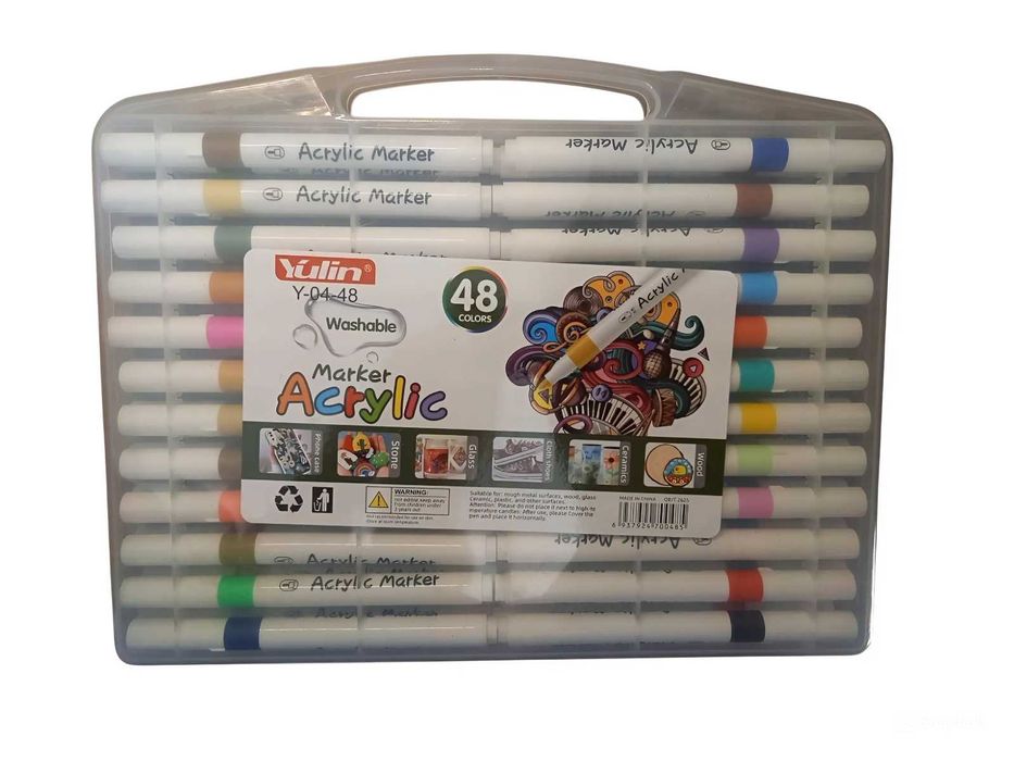 Акрилові маркери 48 шт/уп. Marker Acrylic Yulin Y-04-48 в кейсі