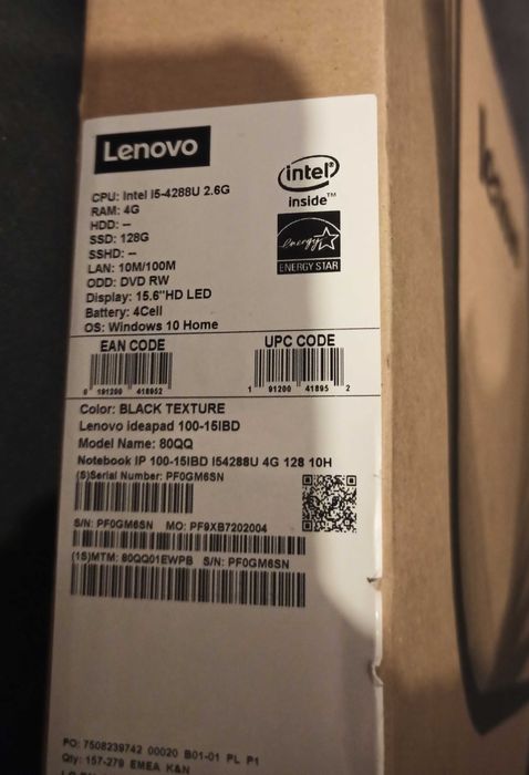 laptop notebook Lenovo 15,6" LED Windows 8,1 Intel Core 4 GB zasilacz