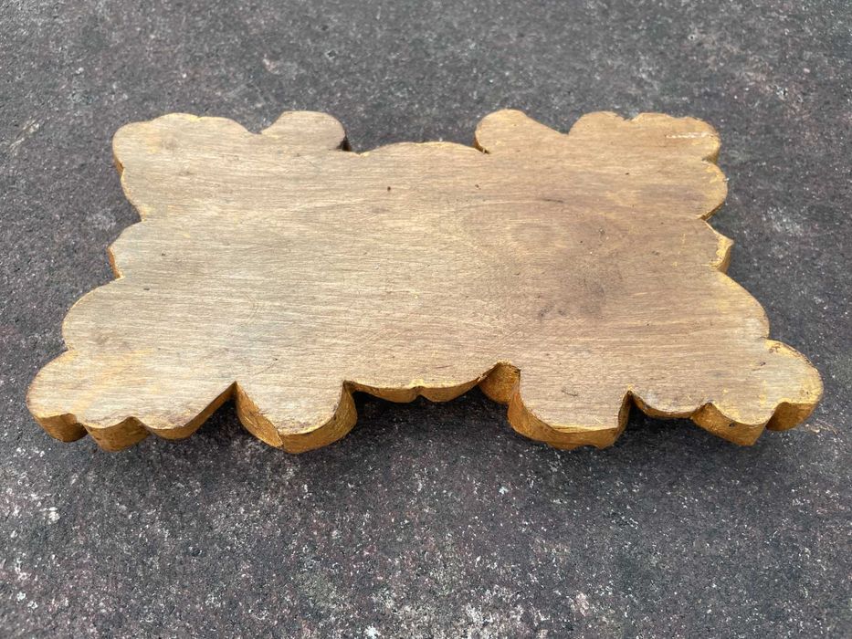 Carving, golden brown wooden rosette with paint, rectangular64586004382851122