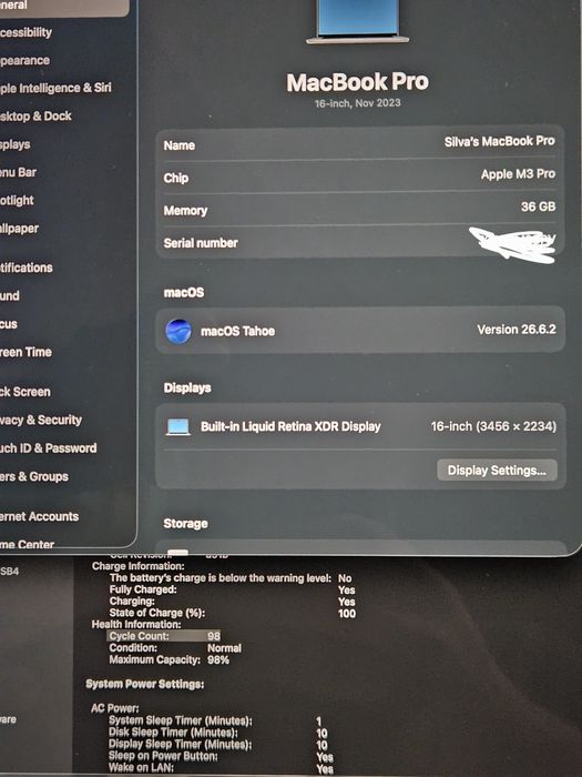 Macbook pro 16' M3 PRO, 36gb ram, 512gb SSD, US Layout