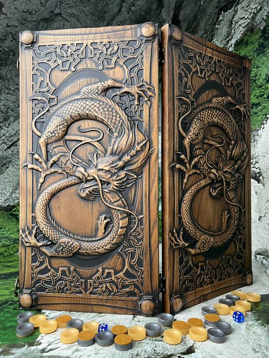 нарди нарды з дерева, дракон, китайський дракон, дракон вісьмірка