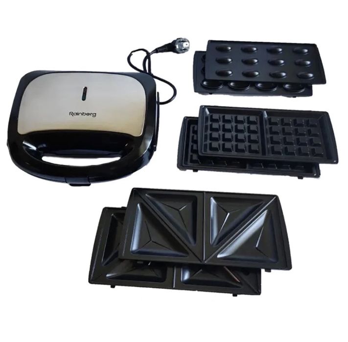 Мультимейкер 4в1 бутербродница сендвичница вафельница Rainberg RB-5408