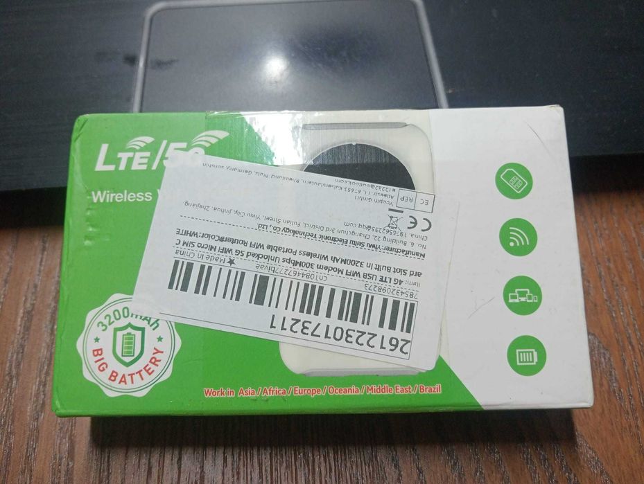 Hotspot Wi-Fi Móvel 4G/5G LTE – Bateria 3200mAh – Novo / Desbloqueado