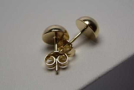 Złote kolczyki gładkie półkule 6 mm.