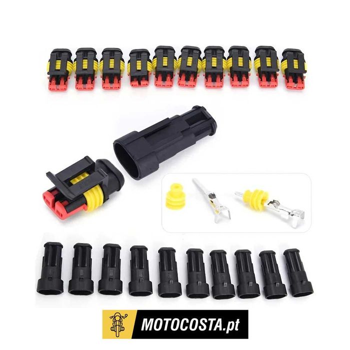 Kit 10x Fichas Elétricas Impermeáveis 2 Pinos – Série 2.8