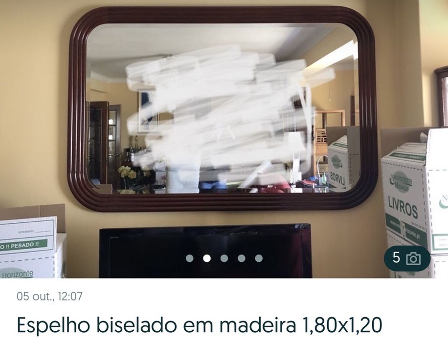 Espelho biselado moldura madeira macica