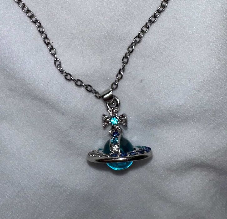 Кулон Vivienne Westwood / Ланцюжок Blue Orb Вівьен Вествуд / Підвіска на шию Saturn y2k