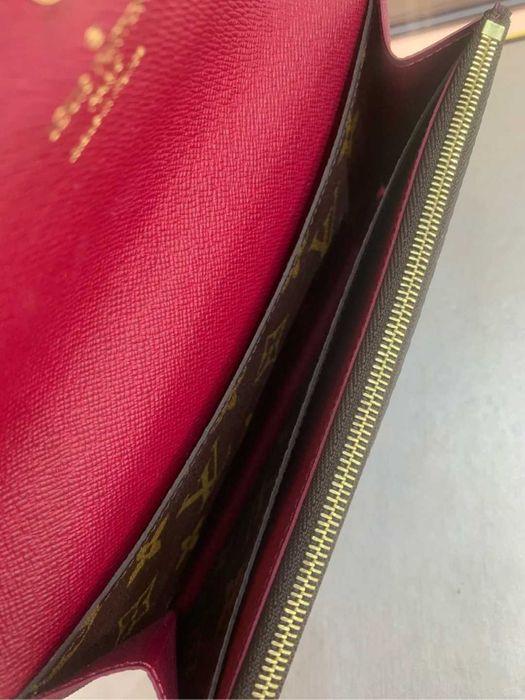 Portfel damski Louis Vuitton LV Emilie Monogram Róża czerwona przycisk