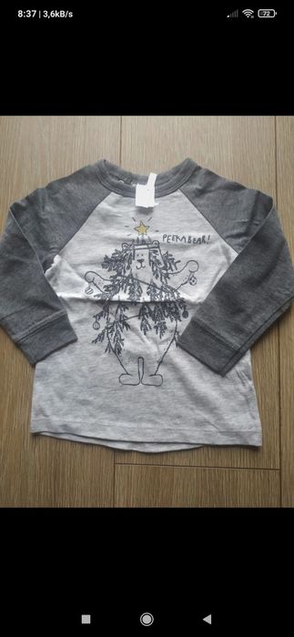 Bluzka z długim rękawem swiateczna T-shirt r 74