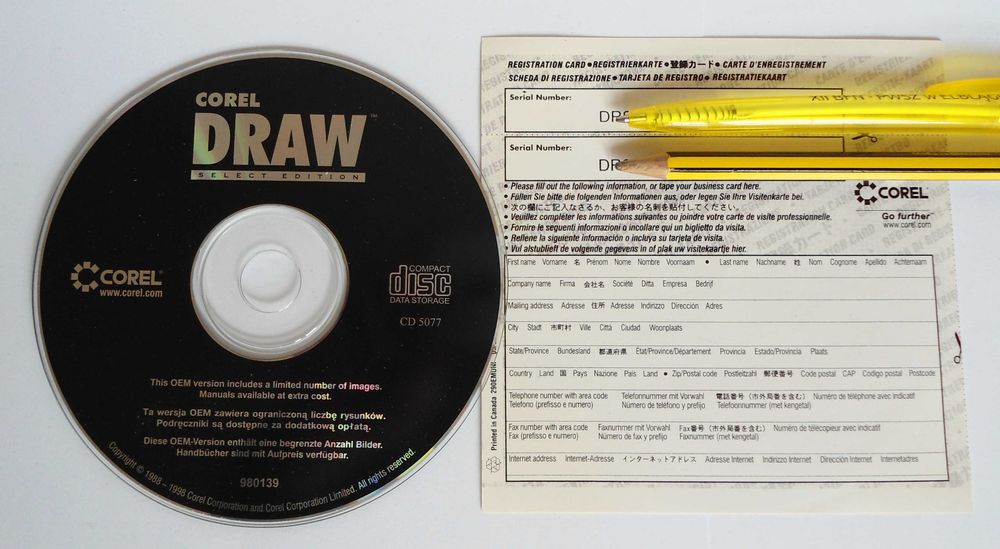 CorelDRAW Select Edition - oryginalne płyty z certyfikatem + dodatki