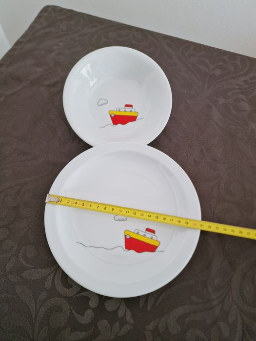 Conjunto Pratos Porcelana Barcos Criança