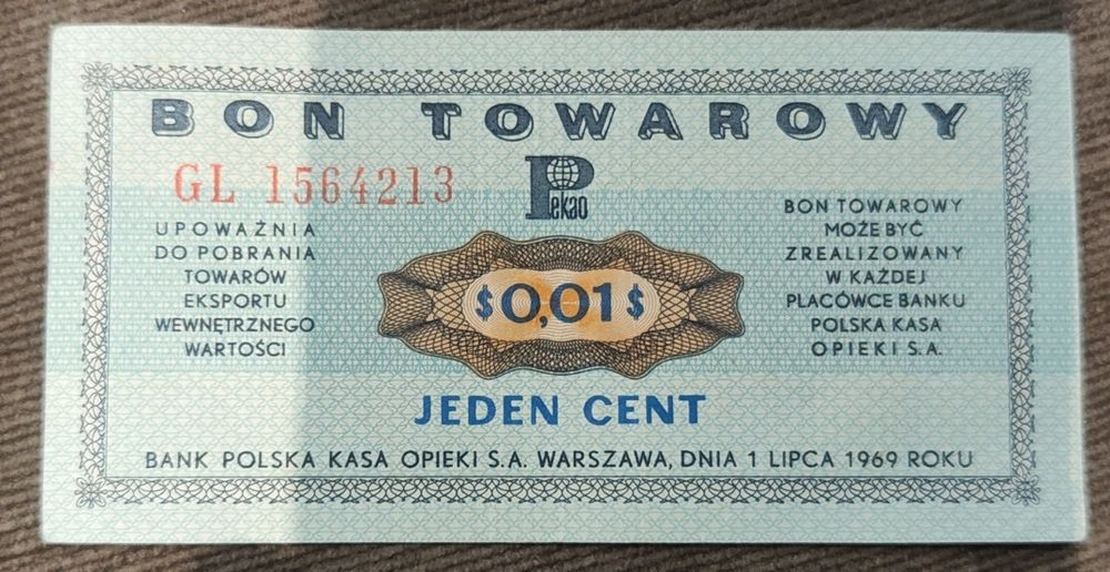 Bon towarowy z 1 lipiec 1969r